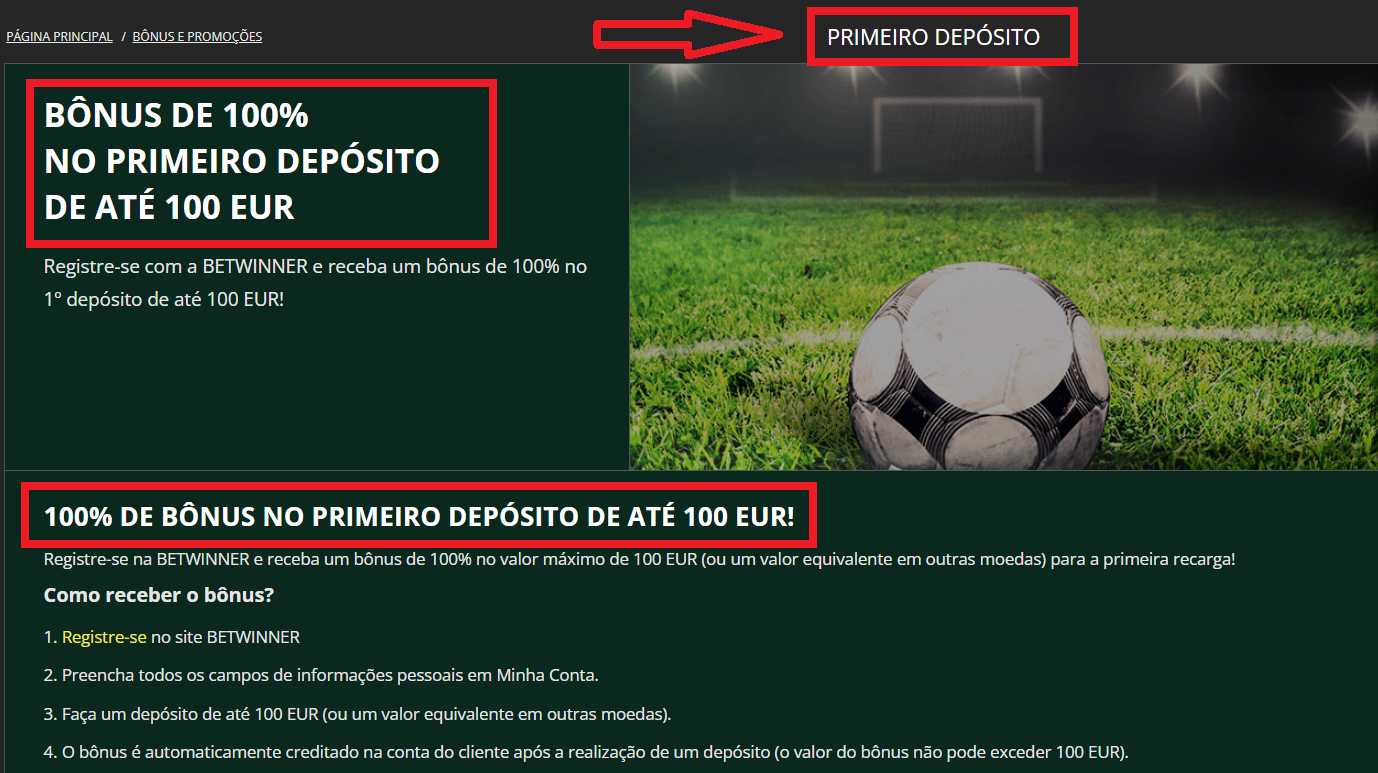 Betwinner bônus no registro